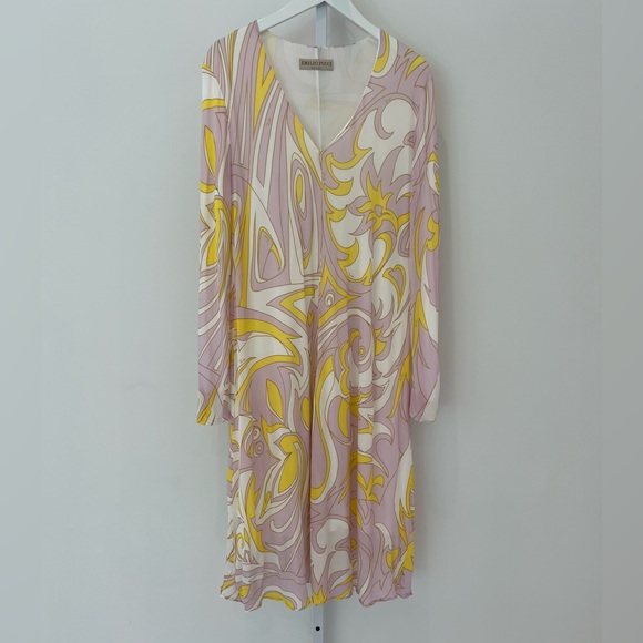 EMILIO PUCCI LAVENDER YELLOW VISCOSE DRESS MODEL 1EJH25 SIZE IT 40 / US 6 - Picture 1 of 17